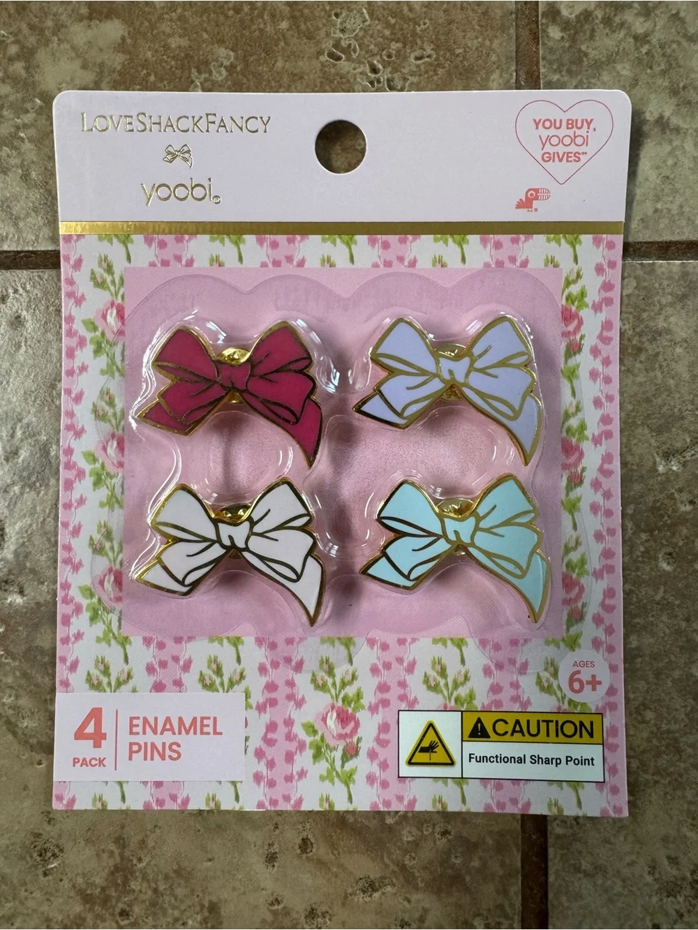 LoveShackFancy Accessory/Pencil Pouch, 4 Bow Pins, and Blue Pen